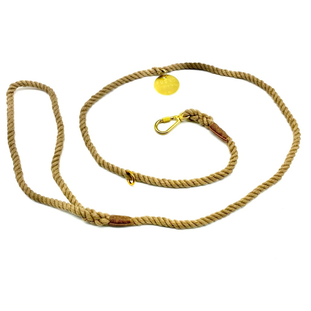 FOUND MY ANIMAL BEIGE DOG ROPE LEASH GOLD HOOK